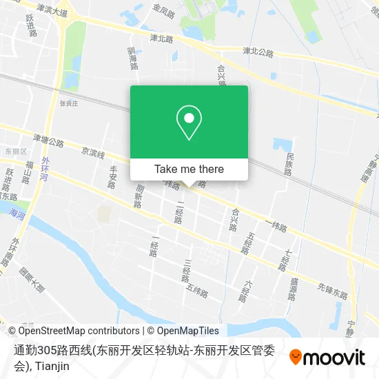 通勤305路西线(东丽开发区轻轨站-东丽开发区管委会) map