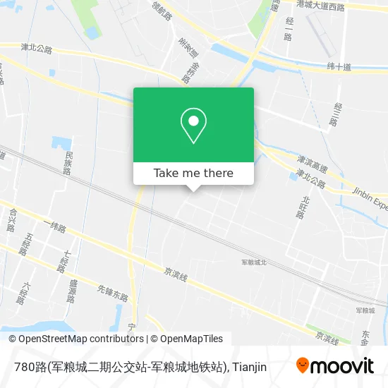 780路(军粮城二期公交站-军粮城地铁站) map