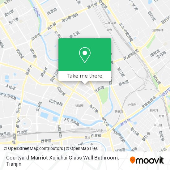 Courtyard Marriot Xujiahui Glass Wall Bathroom map