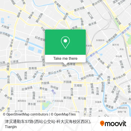 津滨通勤车57路(西站公交站-科大滨海校区西区) map