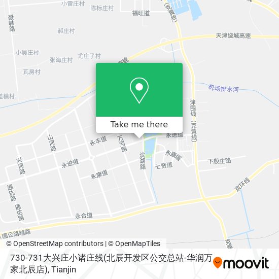730-731大兴庄小诸庄线(北辰开发区公交总站-华润万家北辰店) map
