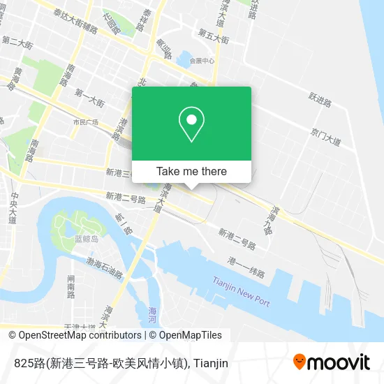 825路(新港三号路-欧美风情小镇) map