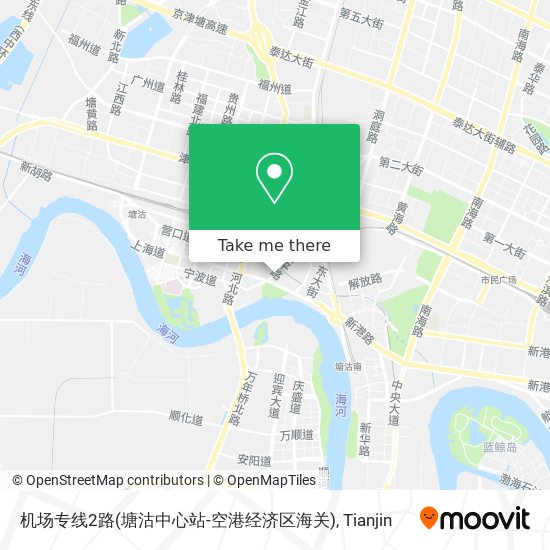 机场专线2路(塘沽中心站-空港经济区海关) map