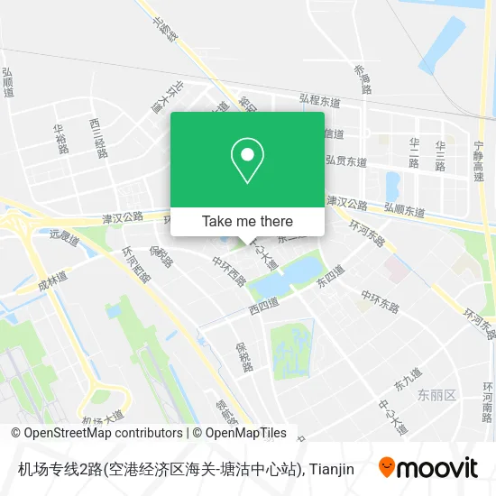 机场专线2路(空港经济区海关-塘沽中心站) map