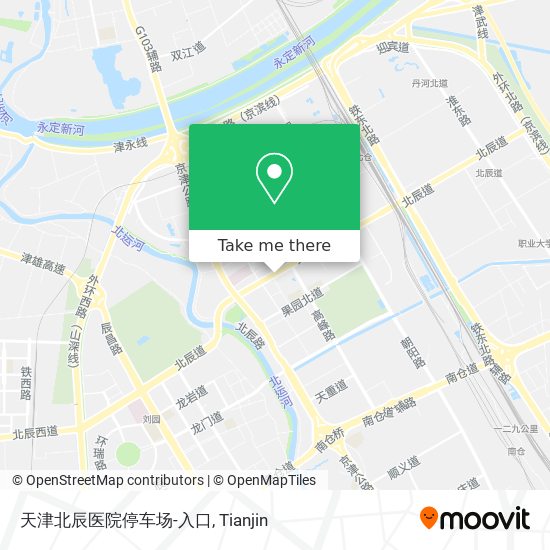 天津北辰医院停车场-入口 map