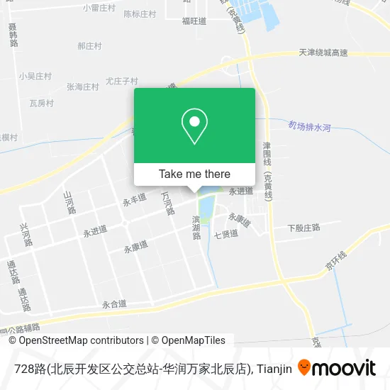 728路(北辰开发区公交总站-华润万家北辰店) map