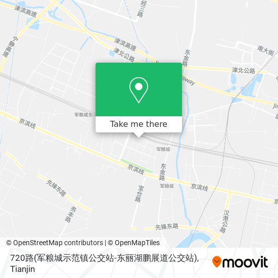 720路(军粮城示范镇公交站-东丽湖鹏展道公交站) map