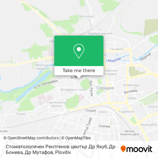 Карта Стоматологичен Рентгенов център Др Якуб, Др Бонева, Др Мутафов