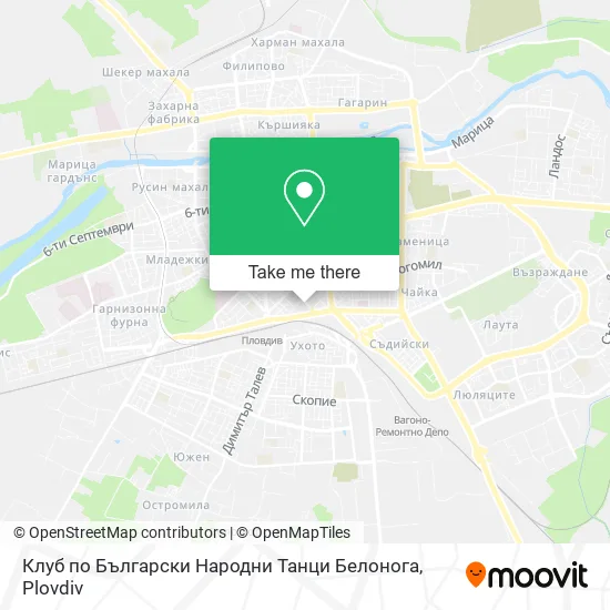 Карта Клуб по Български Народни Танци Белонога
