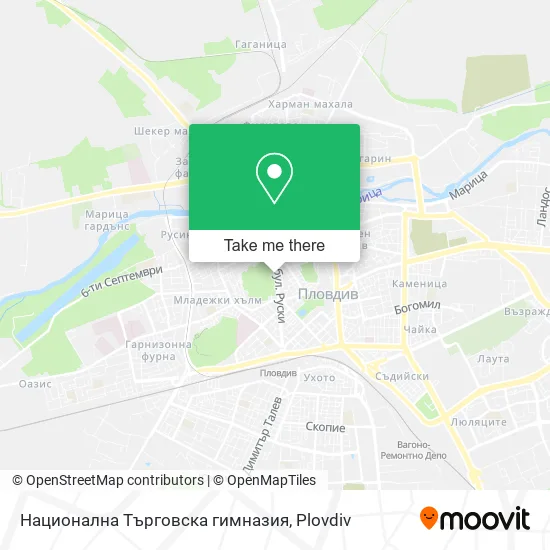 Карта Национална Търговска гимназия