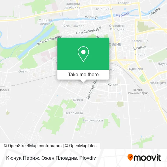 Карта Кючук Париж,Южен,Пловдив