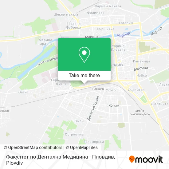 Карта Факултет по Дентална Медицина - Пловдив