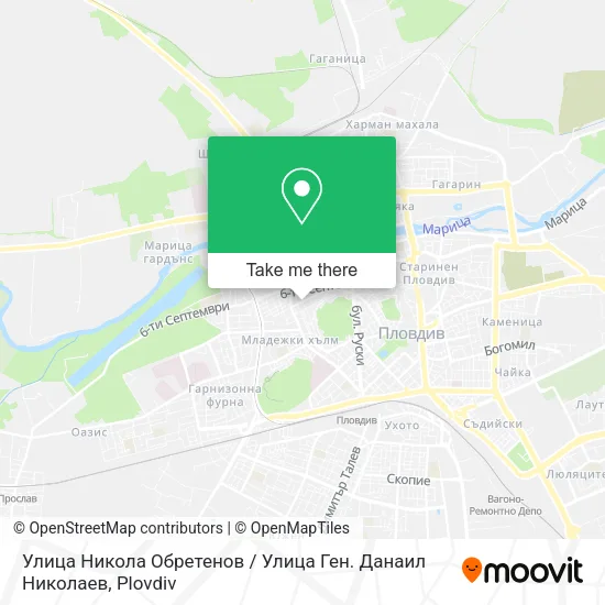 Карта Улица Никола Обретенов / Улица Ген. Данаил Николаев