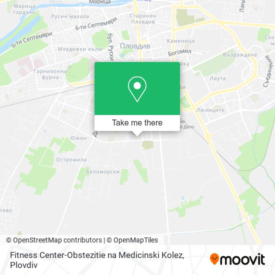 Карта Fitness Center-Obstezitie na Medicinski Kolez