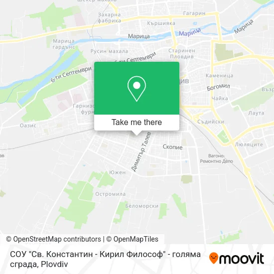 Карта СОУ "Св. Константин - Кирил Философ" - голяма сграда