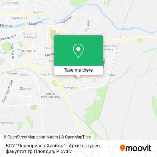 Карта ВСУ "Черноризец Храбър" - Архитектурен факултет гр.Пловдив