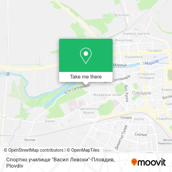 Карта Спортно училище "Васил Левски"-Пловдив