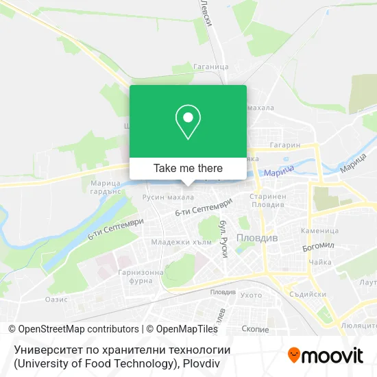 Карта Университет по хранителни технологии (University of Food Technology)
