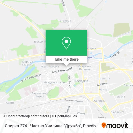 Карта Спирка 274 - Частно Училище "Дружба"
