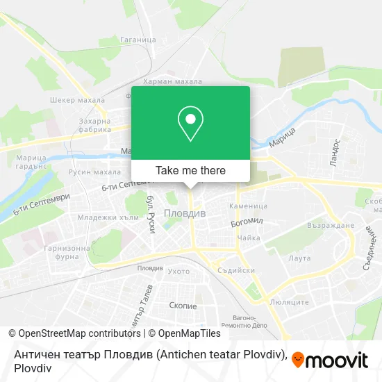 Карта Античен театър Пловдив (Antichen teatar Plovdiv)