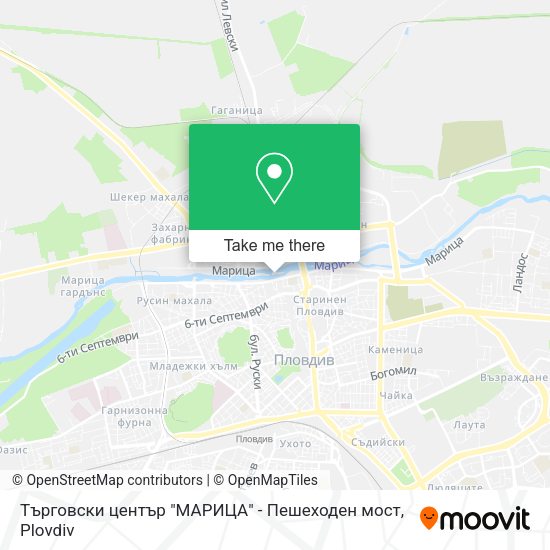 Карта Търговски център "МАРИЦА" - Пешеходен мост