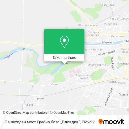Карта Пешеходен мост Гребна база „Пловдив“