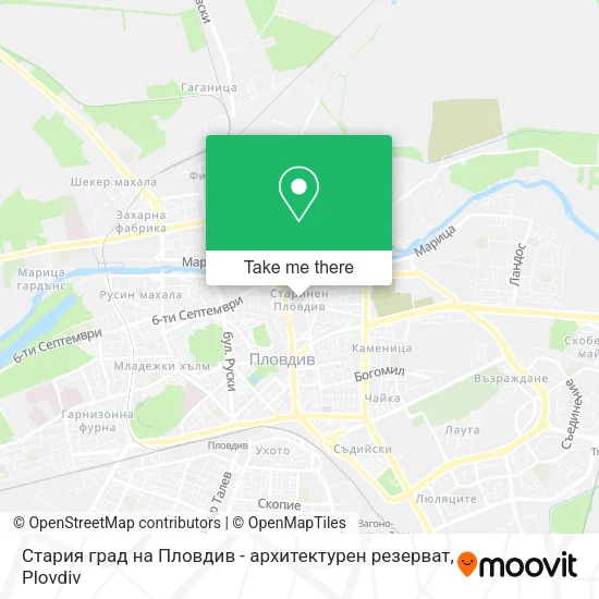 Карта Стария град на Пловдив - архитектурен резерват