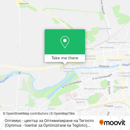 Оптимус - център за Оптимизиране на Теглото (Optimus - tsentar za Optimizirane na Tegloto) map