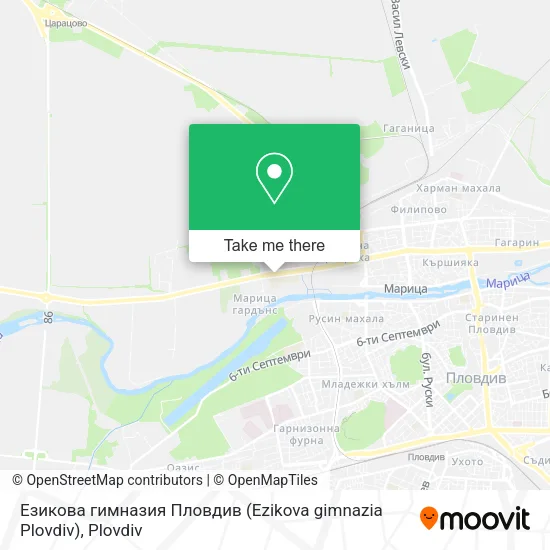 Карта Езикова гимназия Пловдив (Ezikova gimnazia Plovdiv)