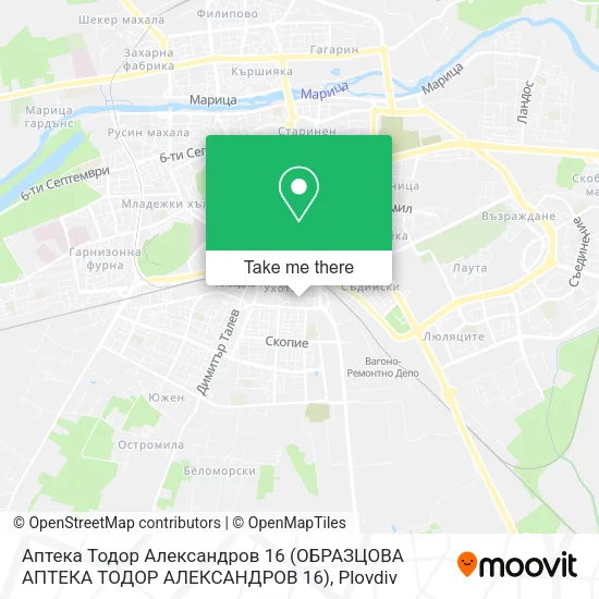 Карта Аптека Тодор Александров 16 (ОБРАЗЦОВА АПТЕКА ТОДОР АЛЕКСАНДРОВ 16)