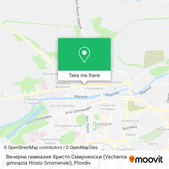 Карта Вечерна гимназия Христо Смирненски (Vecherna gimnazia Hristo Smirnenski)