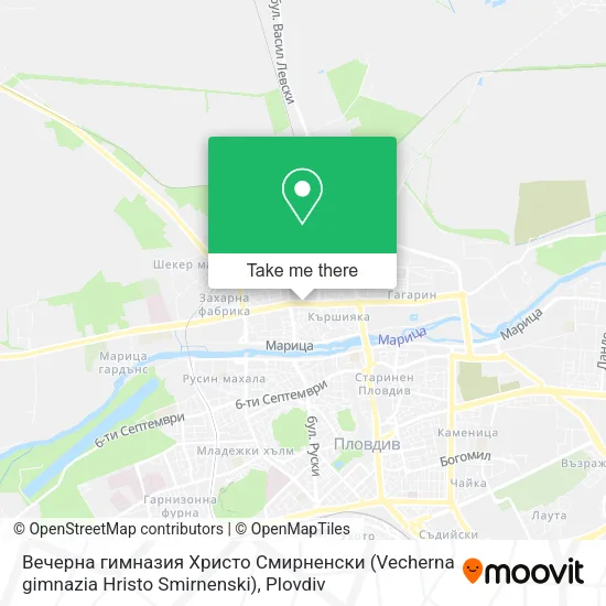 Карта Вечерна гимназия Христо Смирненски (Vecherna gimnazia Hristo Smirnenski)