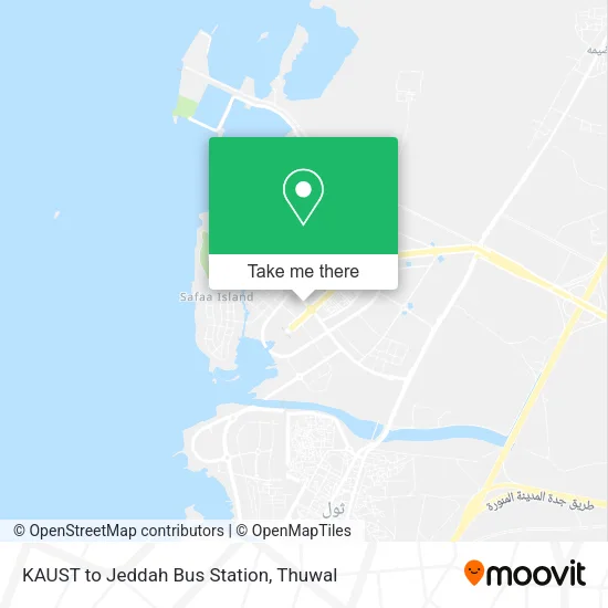 KAUST to Jeddah Bus Station map