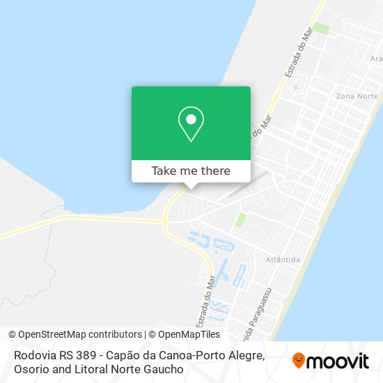 Rodovia RS 389 - Capão da Canoa-Porto Alegre map