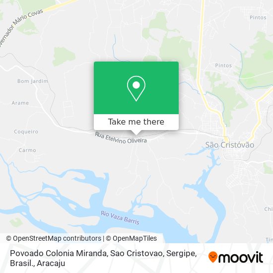 Mapa Povoado Colonia Miranda, Sao Cristovao, Sergipe, Brasil.