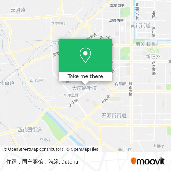 住宿，同车宾馆，洗浴 map