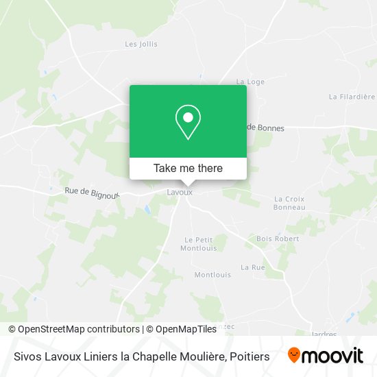 Mapa Sivos Lavoux Liniers la Chapelle Moulière