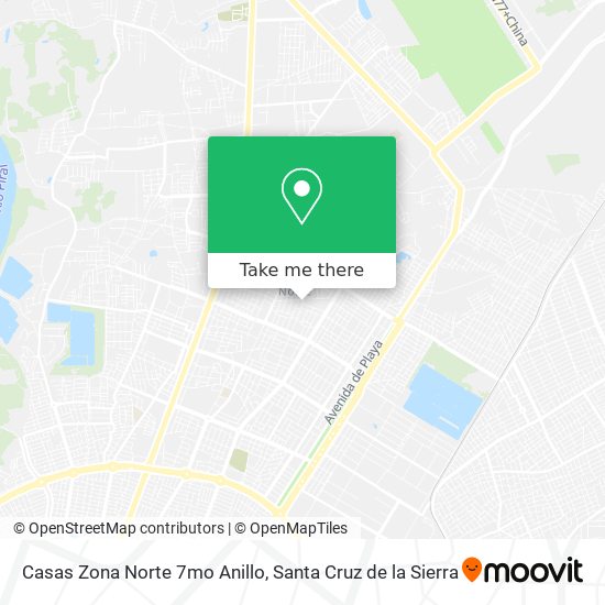 Casas Zona Norte 7mo Anillo map