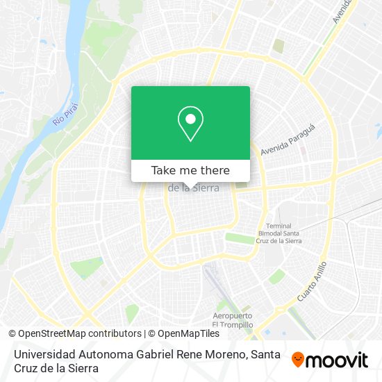 Universidad Autonoma Gabriel Rene Moreno map