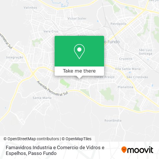 Mapa Famavidros Industria e Comercio de Vidros e Espelhos