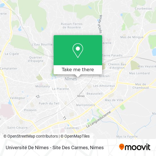 Mapa Université De Nîmes - Site Des Carmes