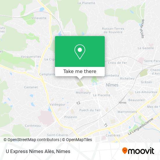 U Express Nimes Alès map