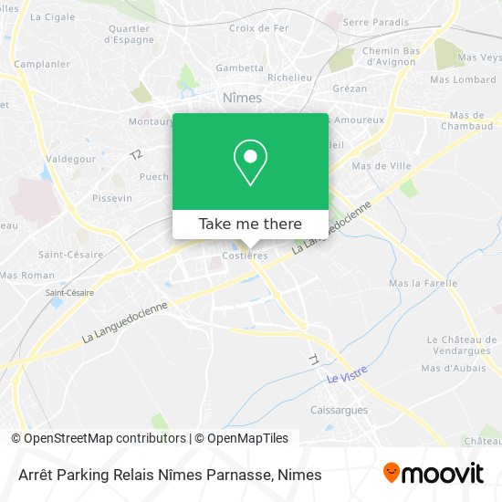 Mapa Arrêt Parking Relais Nîmes Parnasse