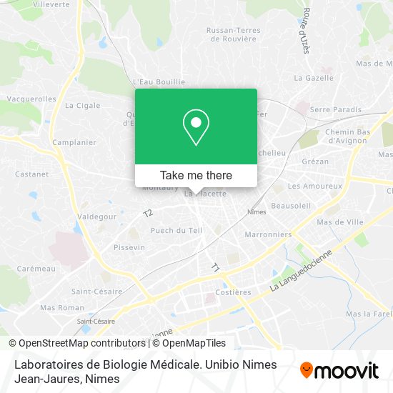Mapa Laboratoires de Biologie Médicale. Unibio Nimes Jean-Jaures