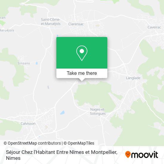 Séjour Chez l'Habitant Entre Nîmes et Montpellier map