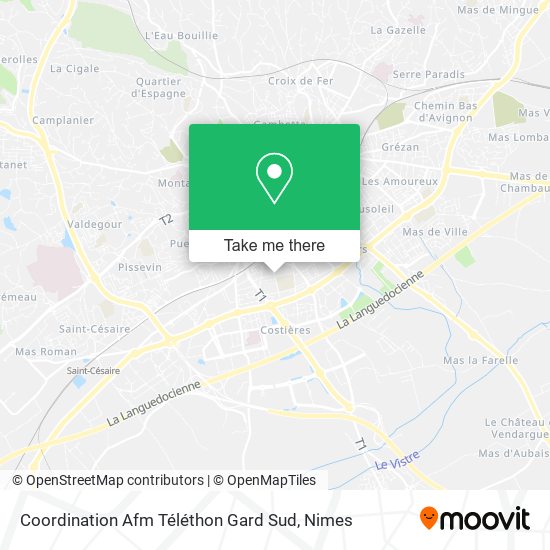 Coordination Afm Téléthon Gard Sud map