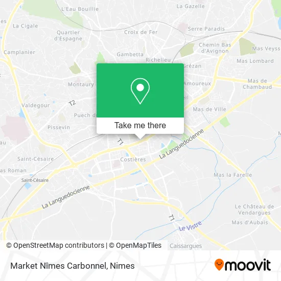 Market Nîmes Carbonnel map