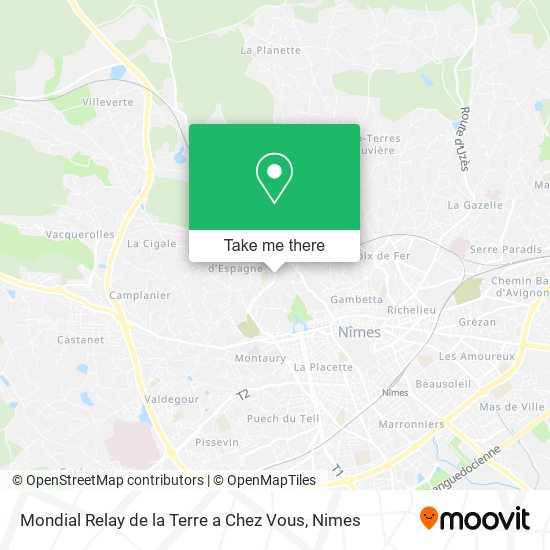 Mondial Relay de la Terre a Chez Vous map