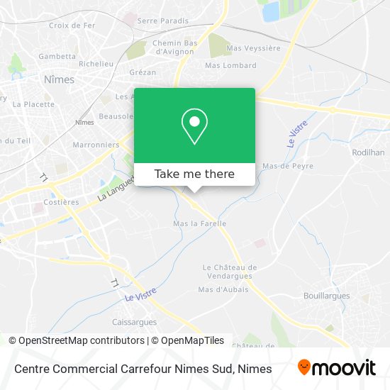 Mapa Centre Commercial Carrefour Nimes Sud