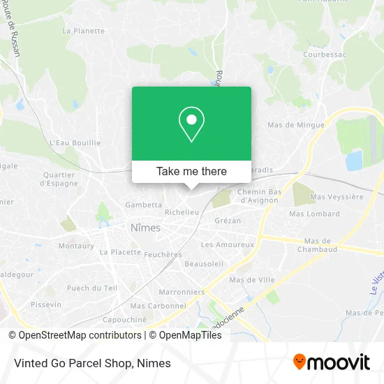 Vinted Go Parcel Shop map